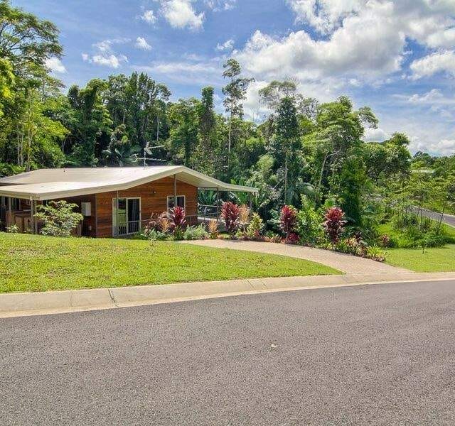 steel home in rainforest setting next to Jum Rum Creek